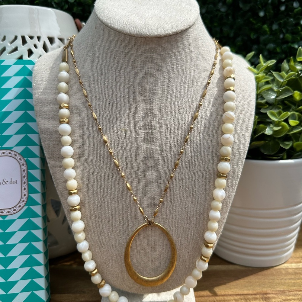 Stella & Dot Natia Layered Necklace in Gold and Cream